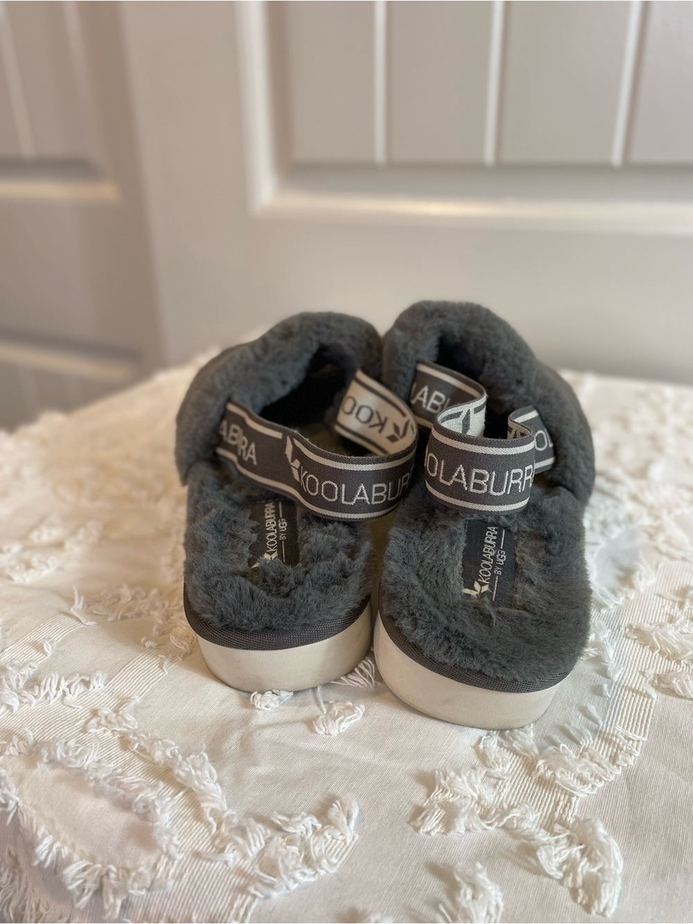 Koolaburra Gray Faux-Fur Slide Sandals - Picture 5 of 10